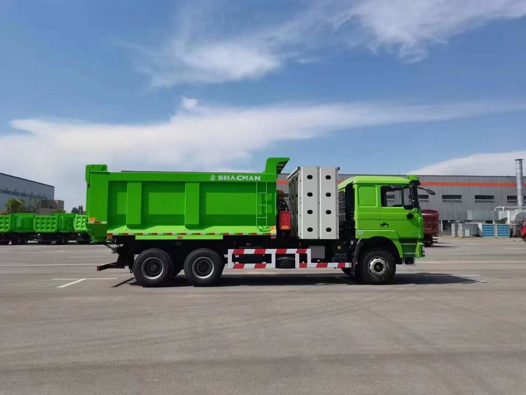 10 عجلات شاكمان F3000 CNG شاحنة القمامة 6x4 يورو V WEICHAI-430HP الخضراء مثالية للبناء والتعدين