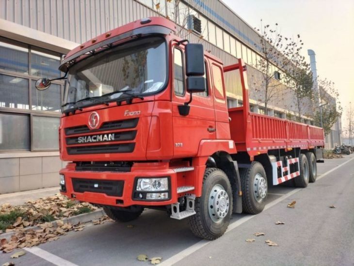 خزان الوقود 400L شاحنة شاحنة شاكمان F3000 8x4 شاحنة 375Hp نيون الأحمر