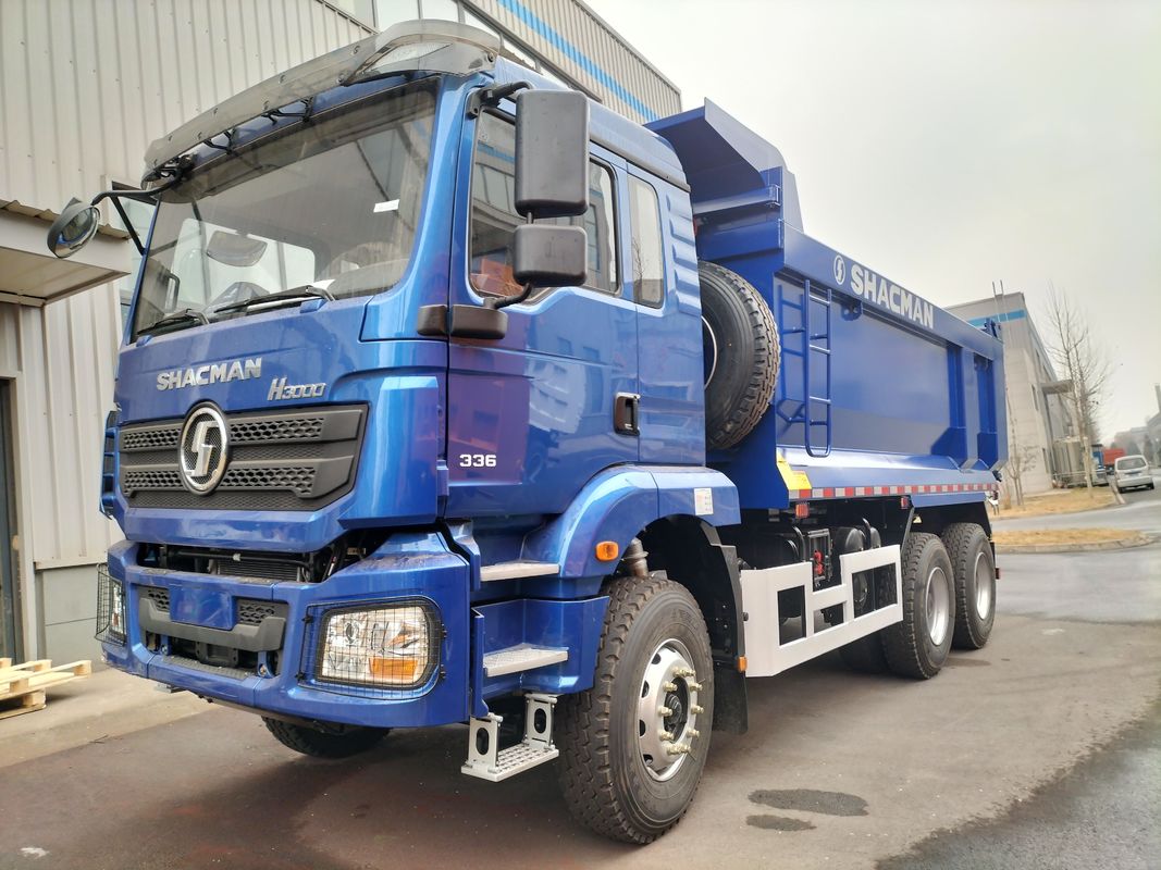 10 إطارات شاكمان H3000 شاحنة قمامة 6x4 380 حصان أوروبا الثانية أزرق U-type tipper